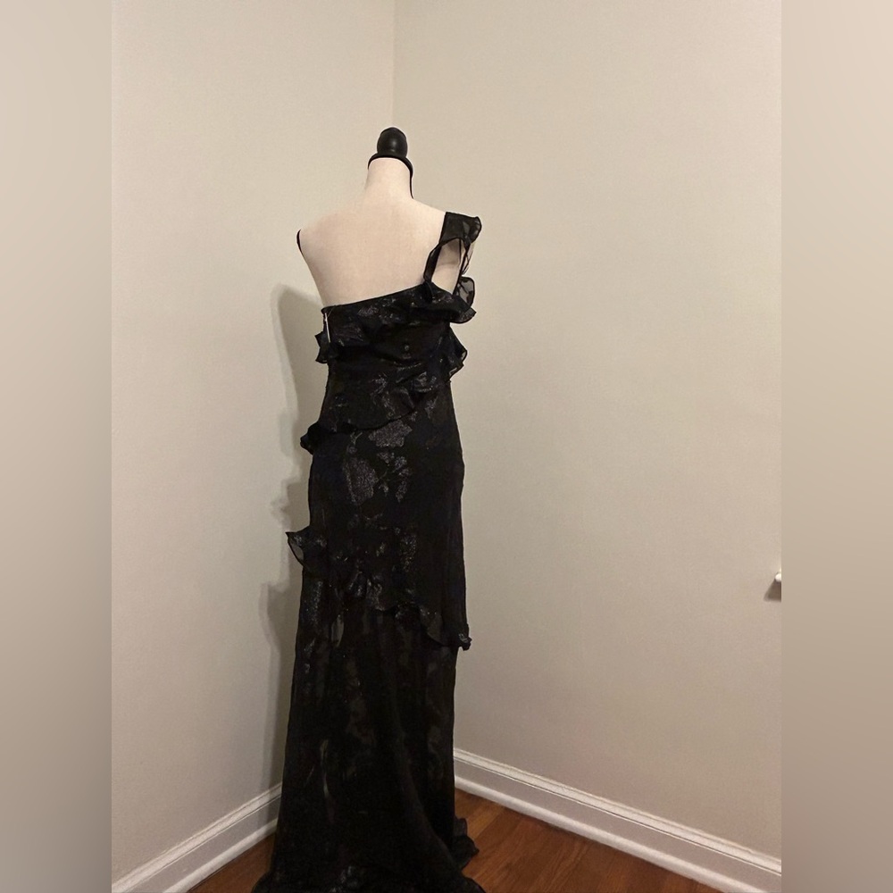 Altar'd State Black Floral Glitter One Shoulder Dress - Picture 4 of 5